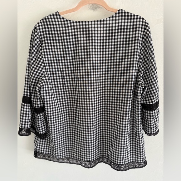 Chico's Black and White Gingham Women's Top - Picture 5 of 10